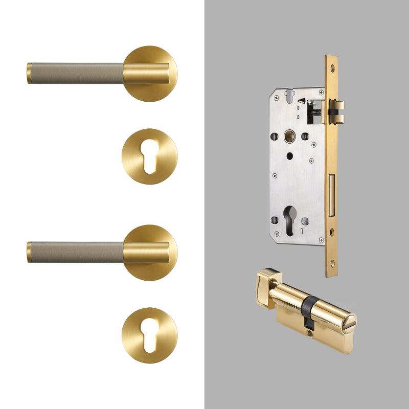 AMINTA / SOLID BRASS & LEATHER / DOOR HANDLES - Handle Shop Couture 