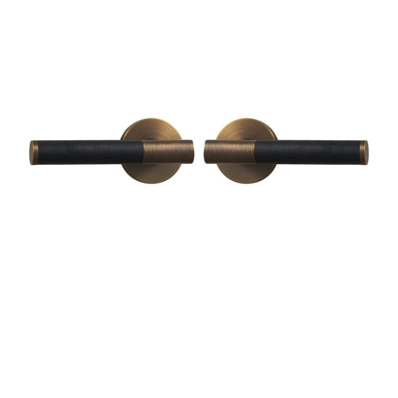 AMINTA / SOLID BRASS & LEATHER / DOOR HANDLES - Handle Shop Couture 