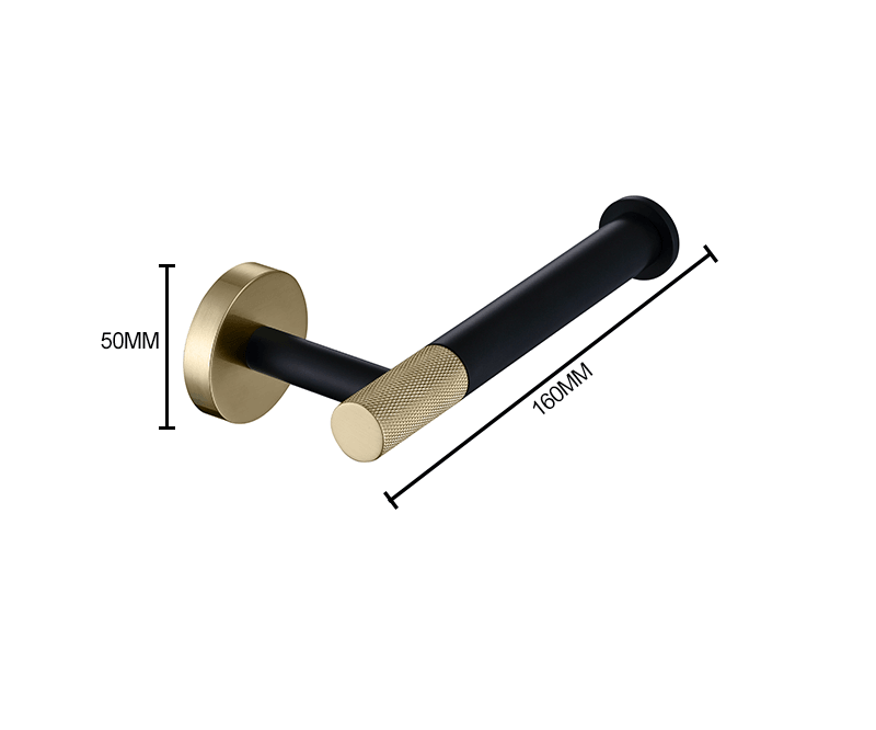 KOS / BATHROOM HARDWARE SET / KNURLED / POLISHED GOLD & MATTE BLACK - Handle Shop Couture 