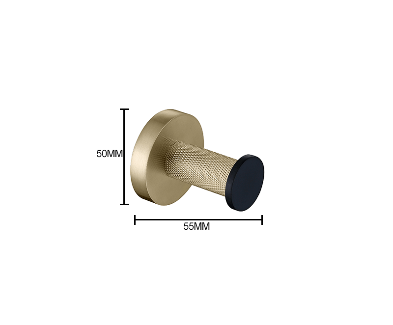 KOS / BATHROOM HARDWARE SET / KNURLED / POLISHED GOLD & MATTE BLACK - Handle Shop Couture 