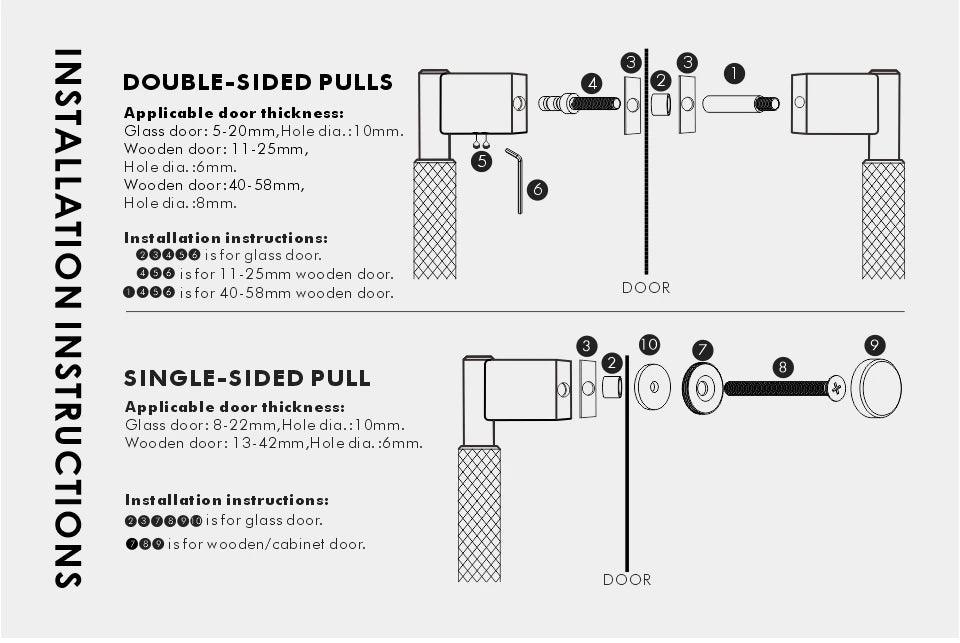 LACIE / Double-Sided Solid Brass Knurled Door Pull - Handle Shop Couture 