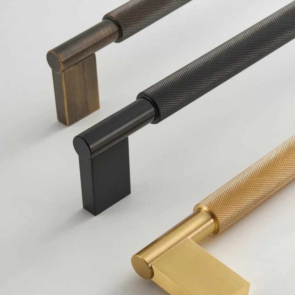 LACIE / Double-Sided Solid Brass Knurled Door Pull - Handle Shop Couture 