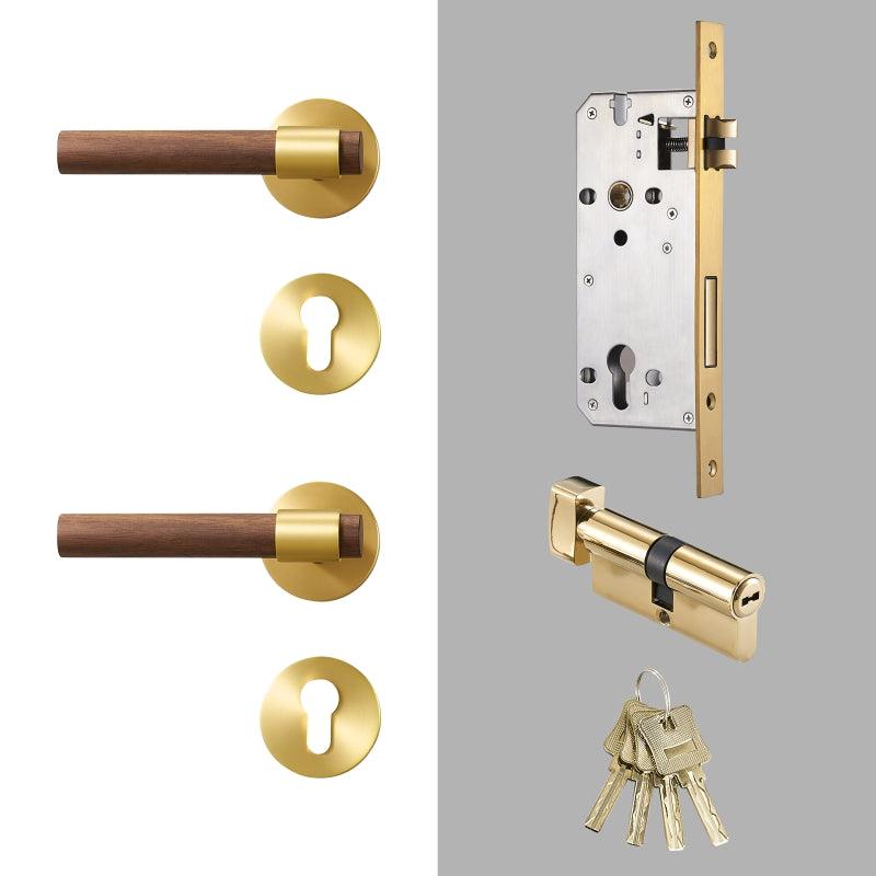 MENELAOS / SOLID BRASS & WALNUT WOOD / DOOR HANDLES - Handle Shop Couture 