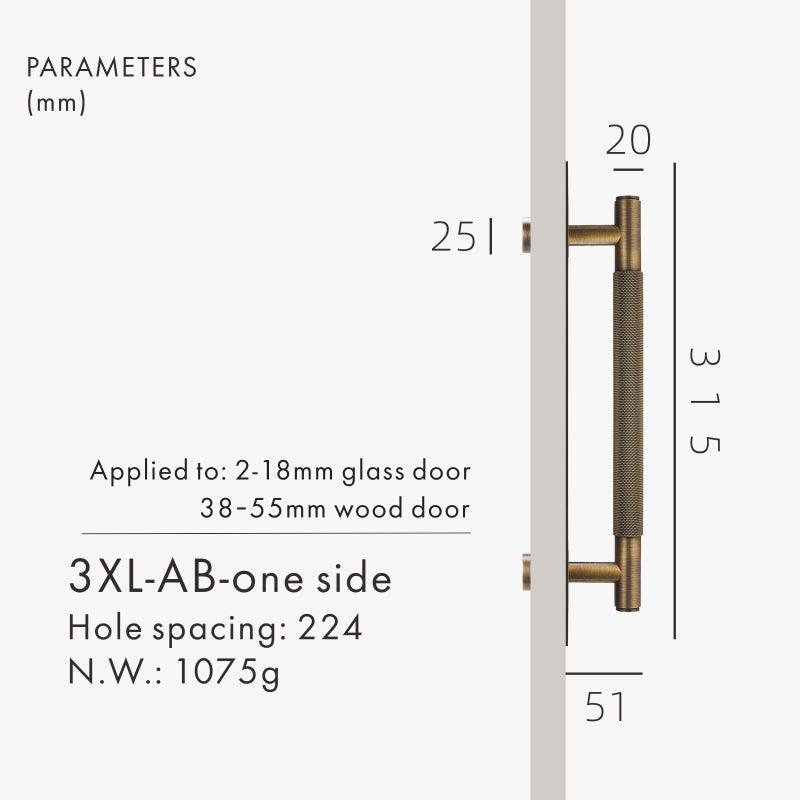 XANDRA / DOUBLE-SIDED PULL & BACKPLATE / KNURLED BRASS - Handle Shop Couture 