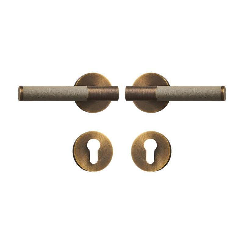 AMINTA / SOLID BRASS & LEATHER / DOOR HANDLES - Handle Shop Couture 