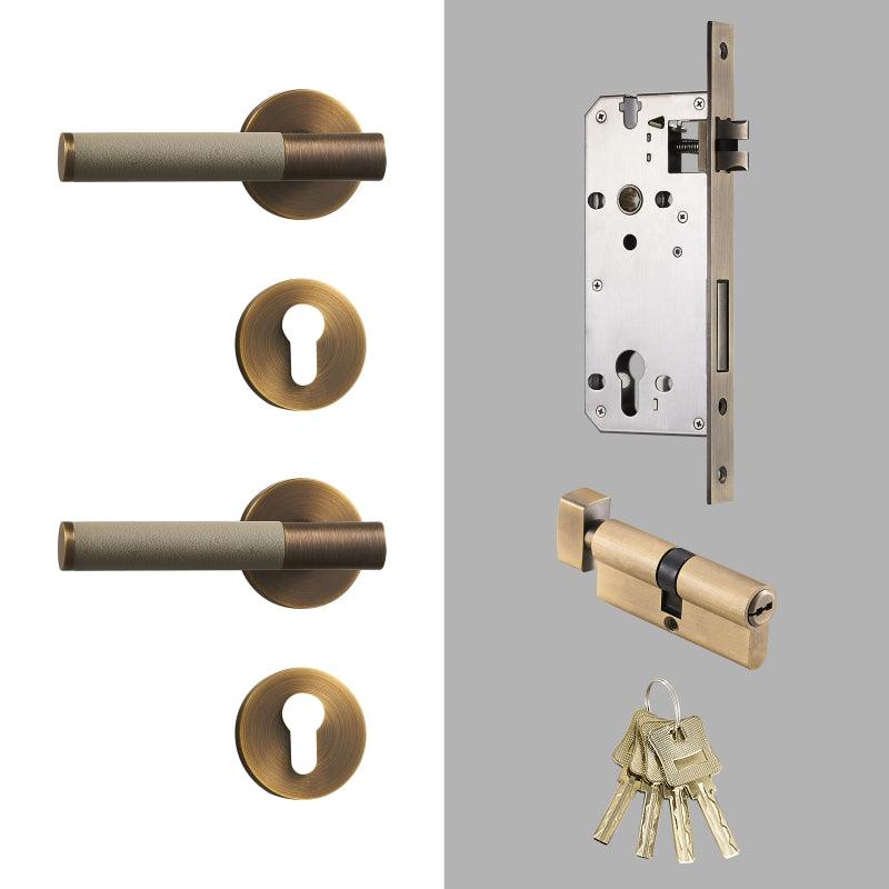 AMINTA / SOLID BRASS & LEATHER / DOOR HANDLES - Handle Shop Couture 