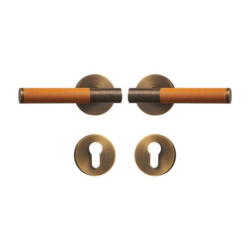 AMINTA / SOLID BRASS & LEATHER / DOOR HANDLES - Handle Shop Couture 