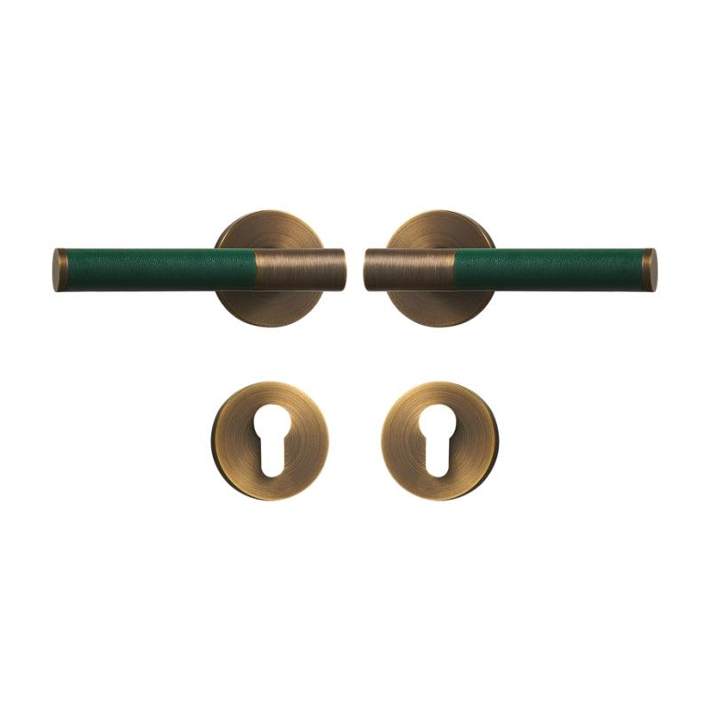 AMINTA / SOLID BRASS & LEATHER / DOOR HANDLES - Handle Shop Couture 
