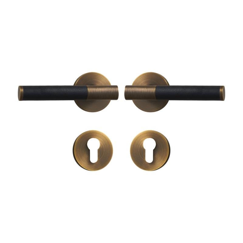 AMINTA / SOLID BRASS & LEATHER / DOOR HANDLES - Handle Shop Couture 