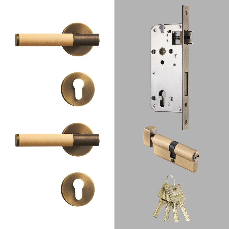 AMINTA / SOLID BRASS & LEATHER / DOOR HANDLES - Handle Shop Couture 