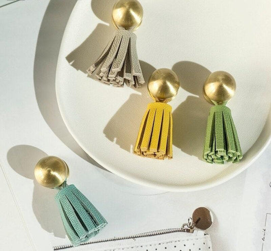 KILLIAN / SOLID BRASS & LEATHER KNOB - Handle Shop Couture 