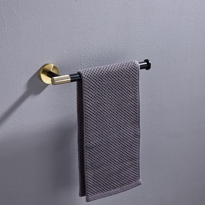 KOS / BATHROOM HARDWARE SET / KNURLED / POLISHED GOLD & MATTE BLACK - Handle Shop Couture 
