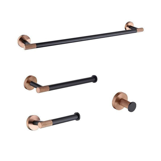 KOS / BATHROOM HARDWARE SET / KNURLED / ROSE GOLD & MATTE BLACK - Handle Shop Couture 