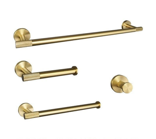 KOS / BATHROOM HARDWARE SET / KNURLED / SATIN GOLD - Handle Shop Couture 