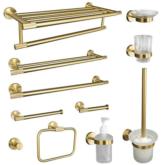 KOS / BATHROOM HARDWARE SET / KNURLED / SATIN GOLD - Handle Shop Couture 