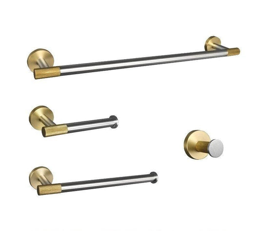 KOS / KNURLED BATHROOM HARDWARE / BRUSHED STAINLESS STEEL & SATIN GOLD - Handle Shop Couture 
