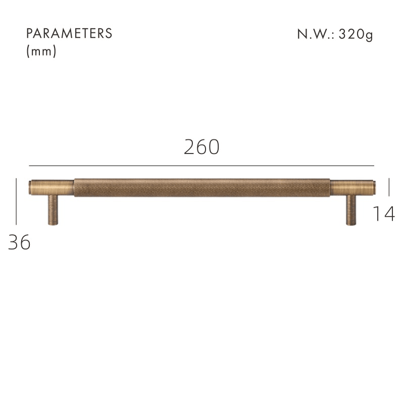 PALENCIA / SOLID BRASS HANDLES / SWIRLED KNURL - Handle Shop Couture 